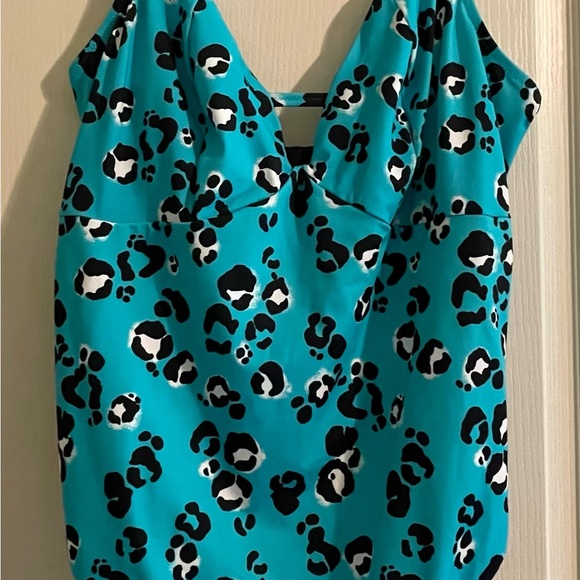 Elomi Turquoise and Black Print Top - Picture 1 of 4